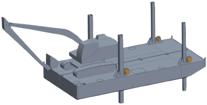 DB-143d - Steel Work Pontoon with spuds - Drill configuration