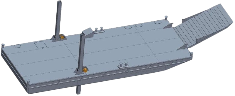 DB-201 - Steel Work Pontoon with spuds and ramp